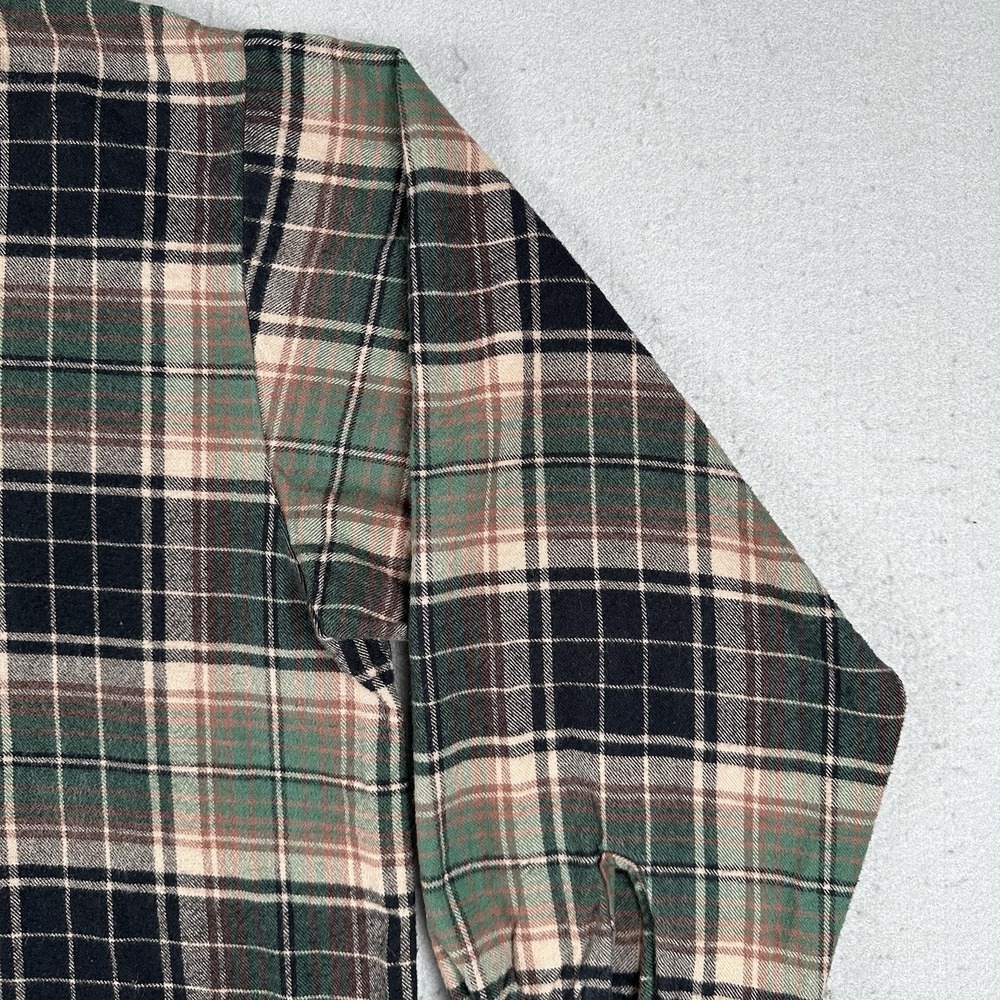 The Vermont Flannel Co Shirt Men's‎ XL Green Black Plaid 1/4 Button Band Collar - Picture 3 of 16